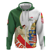 Hungary Zip Hoodie with Knight and Angel Illustration Design and National Crest - Wonder Print Shop