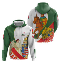 Hungary Zip Hoodie with Knight and Angel Illustration Design and National Crest - Wonder Print Shop