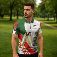 Hungary Zipper Polo Shirt with Knight and Angel Illustration Design and National Crest - Wonder Print Shop