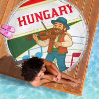 Hungary Beach Blanket with Folk Musician Illustration Design and Traditional Floral - Wonder Print Shop