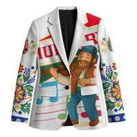 Hungary Blazer with Folk Musician Illustration Design and Traditional Floral - Wonder Print Shop