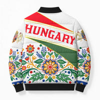 Hungary Bomber Puffer Jacket with Folk Musician Illustration Design and Traditional Floral - Wonder Print Shop