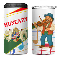Hungary 4 in 1 Can Cooler Tumbler with Folk Musician Illustration Design and Traditional Floral - Wonder Print Shop