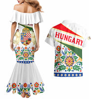 Hungary Couples Matching Mermaid Dress and Hawaiian Shirt with Folk Musician Illustration Design and Traditional Floral - Wonder Print Shop