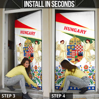 Hungary Door Cover with Folk Musician Illustration Design and Traditional Floral - Wonder Print Shop