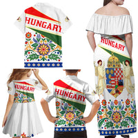 Hungary Family Matching Off Shoulder Maxi Dress and Hawaiian Shirt with Folk Musician Illustration Design and Traditional Floral - Wonder Print Shop