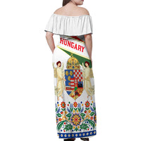 Hungary Family Matching Off Shoulder Maxi Dress and Hawaiian Shirt with Folk Musician Illustration Design and Traditional Floral - Wonder Print Shop