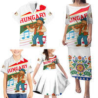 Hungary Family Matching Puletasi and Hawaiian Shirt with Folk Musician Illustration Design and Traditional Floral - Wonder Print Shop