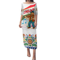 Hungary Family Matching Puletasi and Hawaiian Shirt with Folk Musician Illustration Design and Traditional Floral - Wonder Print Shop