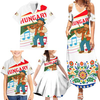 Hungary Family Matching Summer Maxi Dress and Hawaiian Shirt with Folk Musician Illustration Design and Traditional Floral - Wonder Print Shop