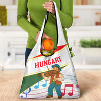Hungary Grocery Bag with Folk Musician Illustration Design and Traditional Floral - Wonder Print Shop