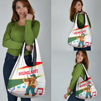 Hungary Grocery Bag with Folk Musician Illustration Design and Traditional Floral - Wonder Print Shop