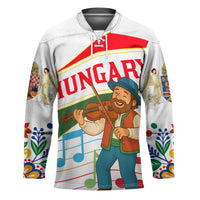 Hungary Hockey Jersey with Folk Musician Illustration Design and Traditional Floral - Wonder Print Shop