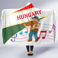 Hungary Hooded Blanket with Folk Musician Illustration Design and Traditional Floral - Wonder Print Shop