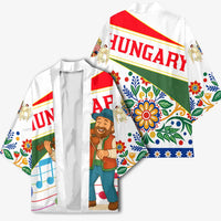 Hungary Kimono with Folk Musician Illustration Design and Traditional Floral - Wonder Print Shop