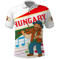 Hungary Polo Shirt with Folk Musician Illustration Design and Traditional Floral - Wonder Print Shop
