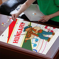 Hungary Puzzle with Folk Musician Illustration Design and Traditional Floral - Wonder Print Shop