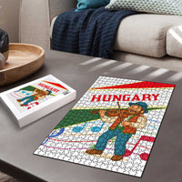 Hungary Puzzle with Folk Musician Illustration Design and Traditional Floral - Wonder Print Shop