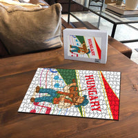 Hungary Puzzle with Folk Musician Illustration Design and Traditional Floral - Wonder Print Shop