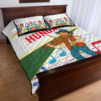 Hungary Quilt Bed Set with Folk Musician Illustration Design and Traditional Floral - Wonder Print Shop