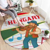 Hungary Round Carpet with Folk Musician Illustration Design and Traditional Floral - Wonder Print Shop