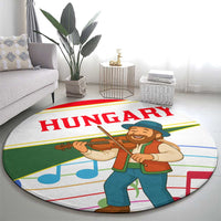Hungary Round Carpet with Folk Musician Illustration Design and Traditional Floral - Wonder Print Shop