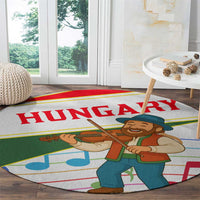 Hungary Round Carpet with Folk Musician Illustration Design and Traditional Floral - Wonder Print Shop