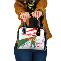Hungary Shoulder Handbag with Folk Musician Illustration Design and Traditional Floral - Wonder Print Shop