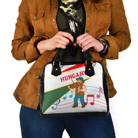 Hungary Shoulder Handbag with Folk Musician Illustration Design and Traditional Floral - Wonder Print Shop
