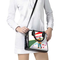 Hungary Shoulder Handbag with Folk Musician Illustration Design and Traditional Floral - Wonder Print Shop