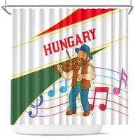 Hungary Shower Curtain with Folk Musician Illustration Design and Traditional Floral - Wonder Print Shop