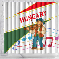 Hungary Shower Curtain with Folk Musician Illustration Design and Traditional Floral - Wonder Print Shop
