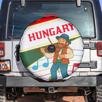 Hungary Spare Tire Cover with Folk Musician Illustration Design and Traditional Floral - Wonder Print Shop