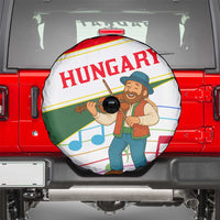 Hungary Spare Tire Cover with Folk Musician Illustration Design and Traditional Floral - Wonder Print Shop