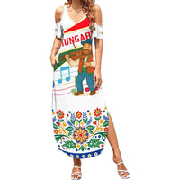 Hungary Summer Maxi Dress with Folk Musician Illustration Design and Traditional Floral - Wonder Print Shop