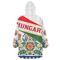 Hungary Wearable Blanket Hoodie with Folk Musician Illustration Design and Traditional Floral - Wonder Print Shop