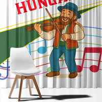 Hungary Window Curtain with Folk Musician Illustration Design and Traditional Floral - Wonder Print Shop