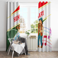 Hungary Window Curtain with Folk Musician Illustration Design and Traditional Floral - Wonder Print Shop