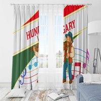 Hungary Window Curtain with Folk Musician Illustration Design and Traditional Floral - Wonder Print Shop