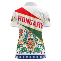 Hungary Women Polo Shirt with Folk Musician Illustration Design and Traditional Floral - Wonder Print Shop