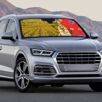 Hungary Auto Sun Shade with Tokaj Vineyard Illustration Design and Grape Wine - Wonder Print Shop