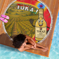 Hungary Beach Blanket with Tokaj Vineyard Illustration Design and Grape Wine - Wonder Print Shop