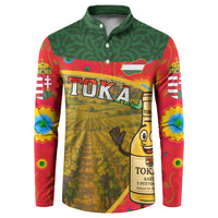 Hungary Button Sweatshirt with Tokaj Vineyard Illustration Design and Grape Wine - Wonder Print Shop