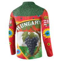 Hungary Button Sweatshirt with Tokaj Vineyard Illustration Design and Grape Wine - Wonder Print Shop
