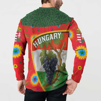 Hungary Button Sweatshirt with Tokaj Vineyard Illustration Design and Grape Wine - Wonder Print Shop