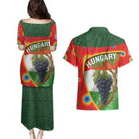 Hungary Couples Matching Puletasi and Hawaiian Shirt with Tokaj Vineyard Illustration Design and Grape Wine - Wonder Print Shop
