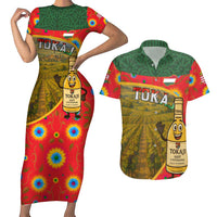 Hungary Couples Matching Short Sleeve Bodycon Dress and Hawaiian Shirt with Tokaj Vineyard Illustration Design and Grape Wine - Wonder Print Shop