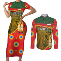 Hungary Couples Matching Short Sleeve Bodycon Dress and Long Sleeve Button Shirt with Tokaj Vineyard Illustration Design and Grape Wine - Wonder Print Shop