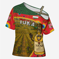 Hungary Cross Shoulder Shirt with Tokaj Vineyard Illustration Design and Grape Wine - Wonder Print Shop