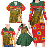 Hungary Family Matching Long Sleeve Bodycon Dress and Hawaiian Shirt with Tokaj Vineyard Illustration Design and Grape Wine - Wonder Print Shop